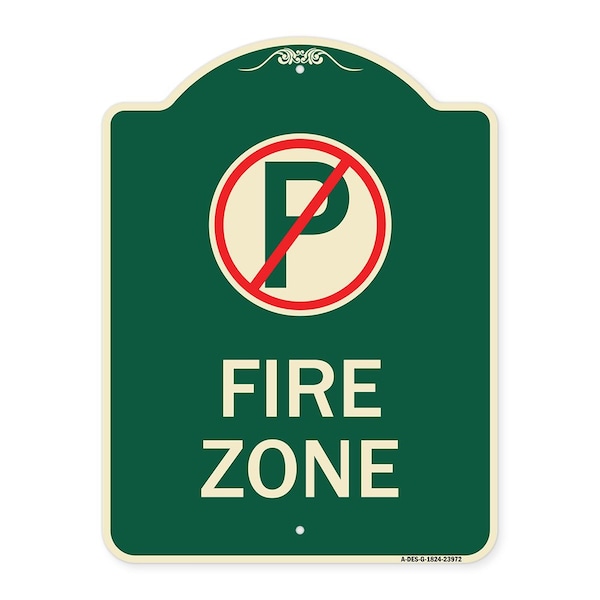Signmission Fire Zone No Parking Symbol Heavy-Gauge Aluminum Architectural Sign, 24" x 18", G-1824-23972 A-DES-G-1824-23972 - main